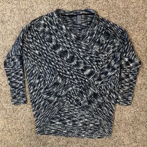 Quinn Cardigan Sweater Womens Small Gray Black Knit Open Front